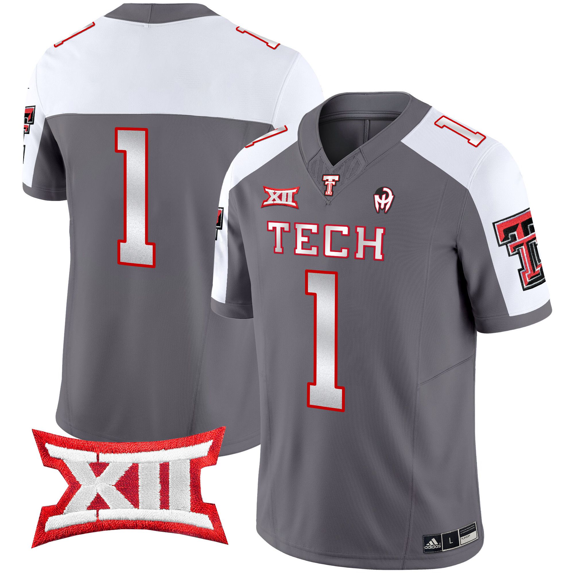 Men Texas Tech Red Raiders #1 No Name Grey 2024 Patrick Mahomes Symbol Vapor Limited NCAA Jersey style 1